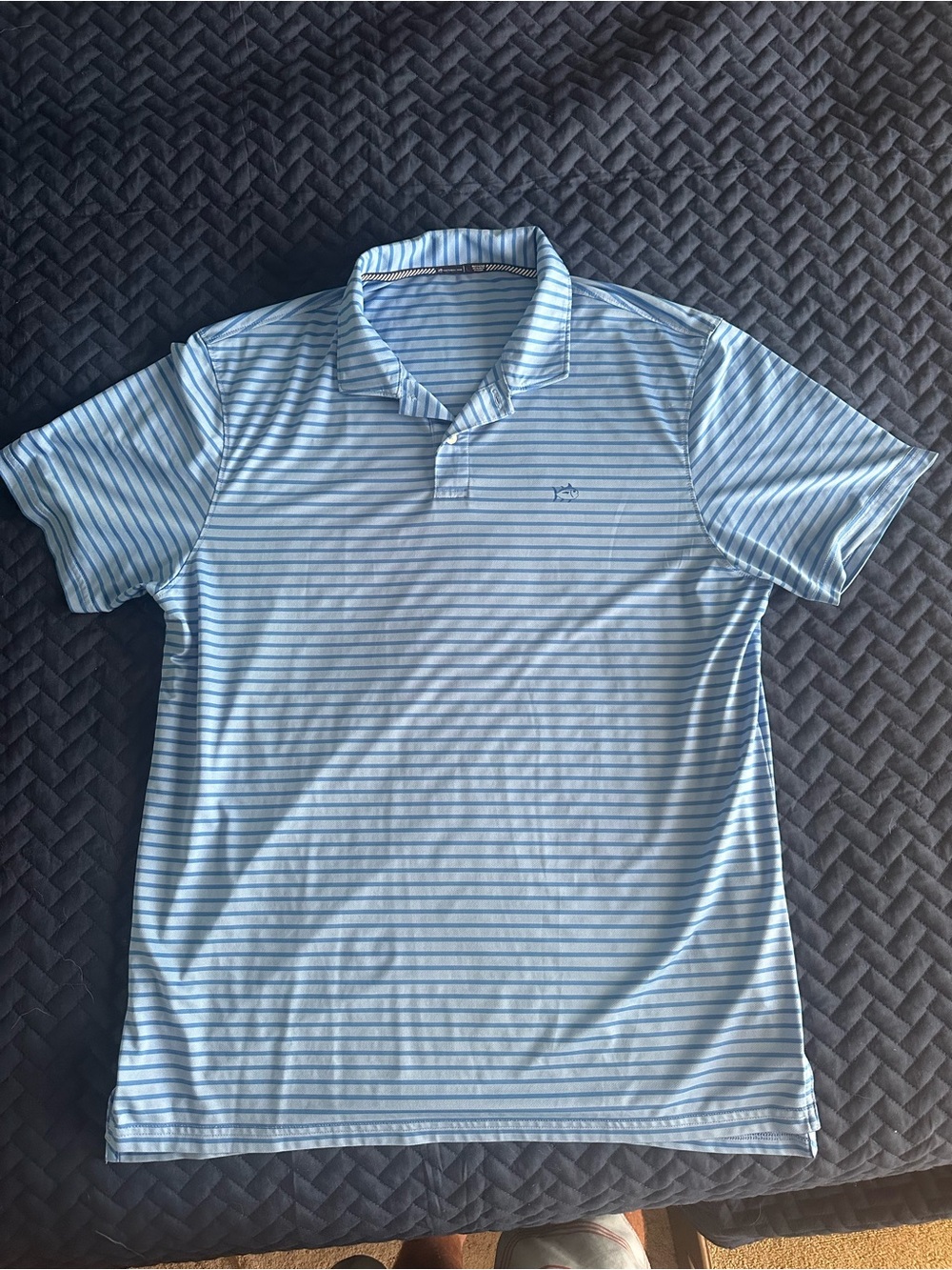 Southern Tide Light Blue Striped Polo